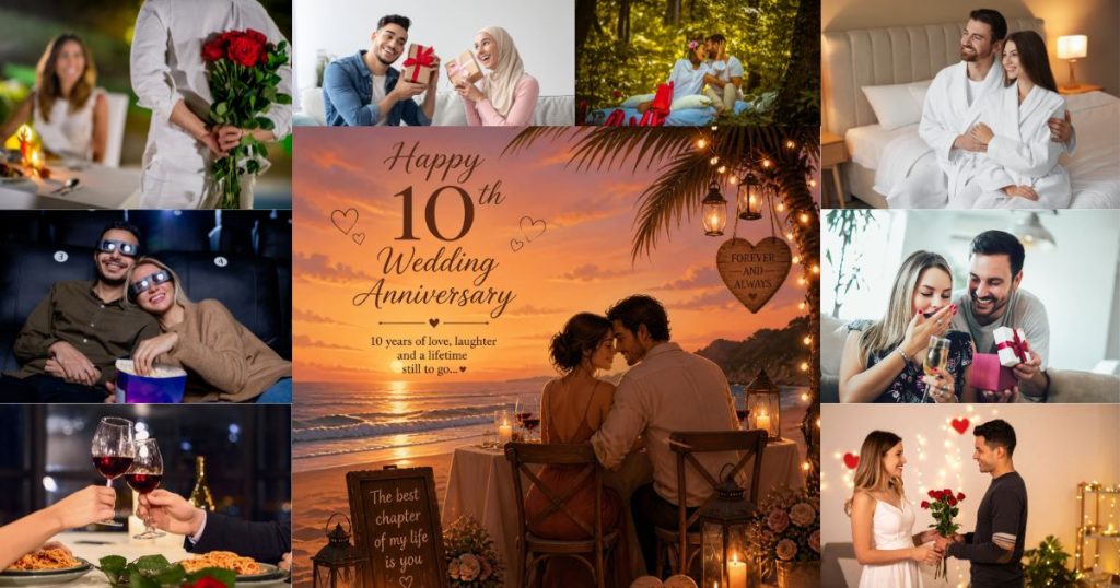 10th wedding anniversary ideas for the tin anniversary, personalised date card tin gift UK